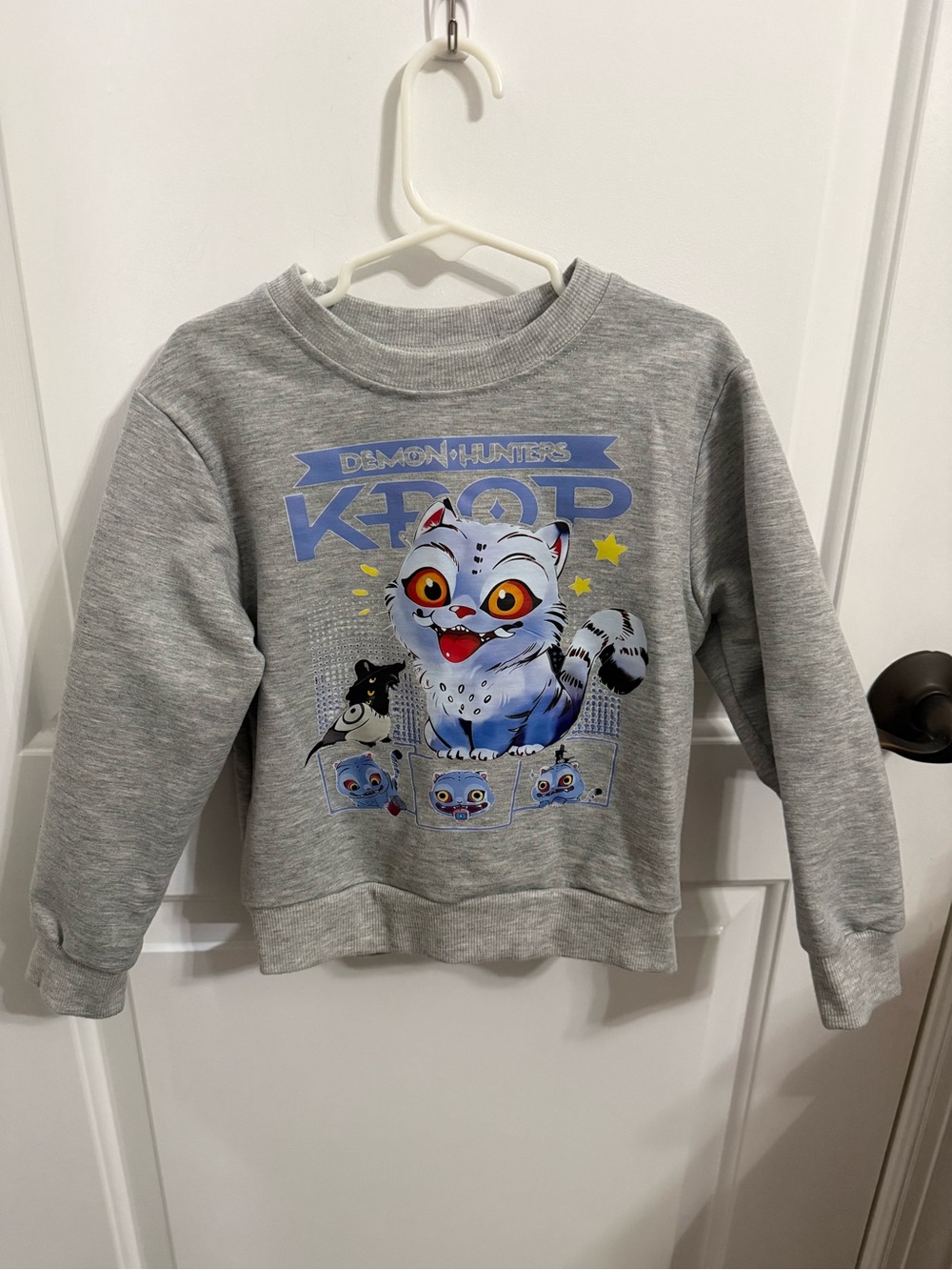 Kids Grey Character Graphic Sweatshirt - Demon Hunters KPOP
